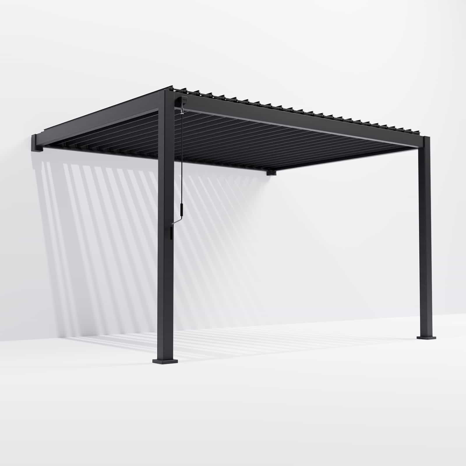 Nova - Titan Aluminium Wall Mounted Pergola - 4m x 3m Rectangular - Grey