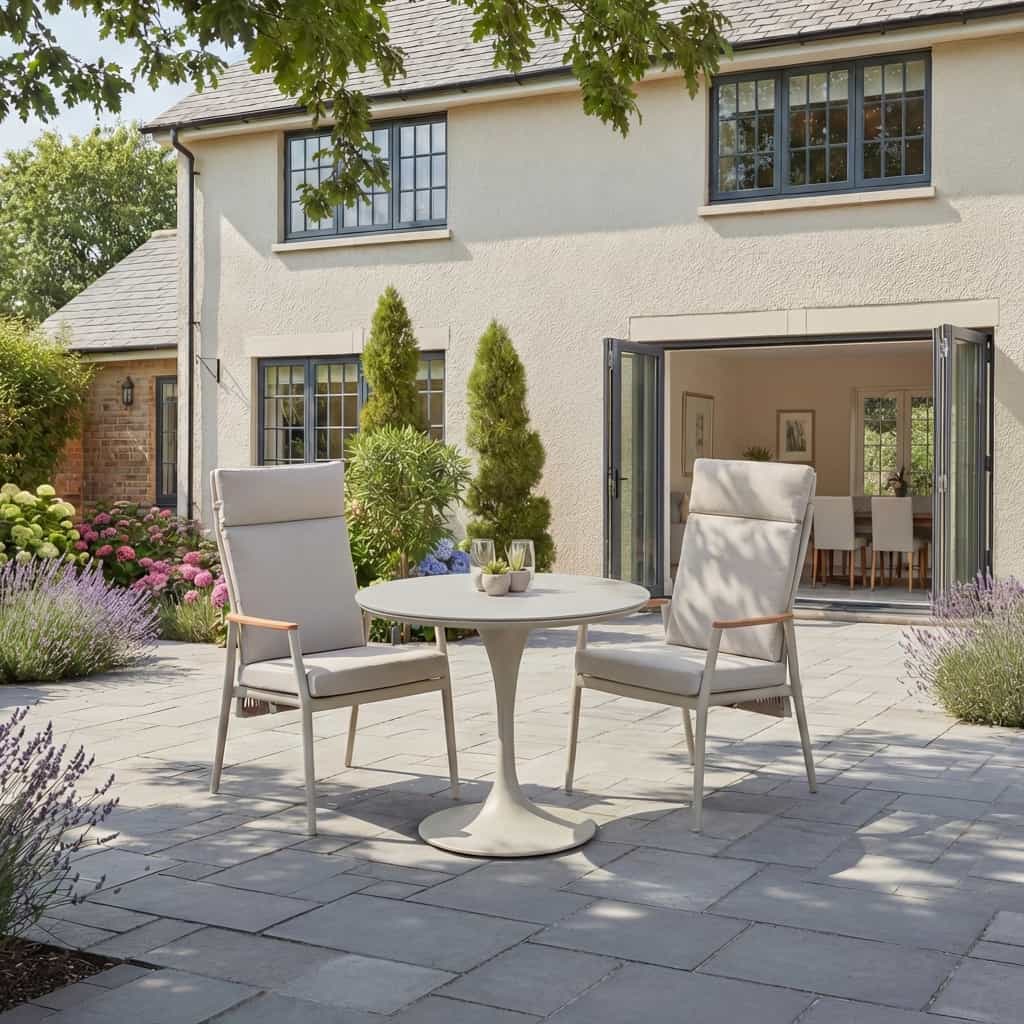Nova - Hayden 2 Seat Reclining Bistro Set - 0.9m Round Table - Pebble