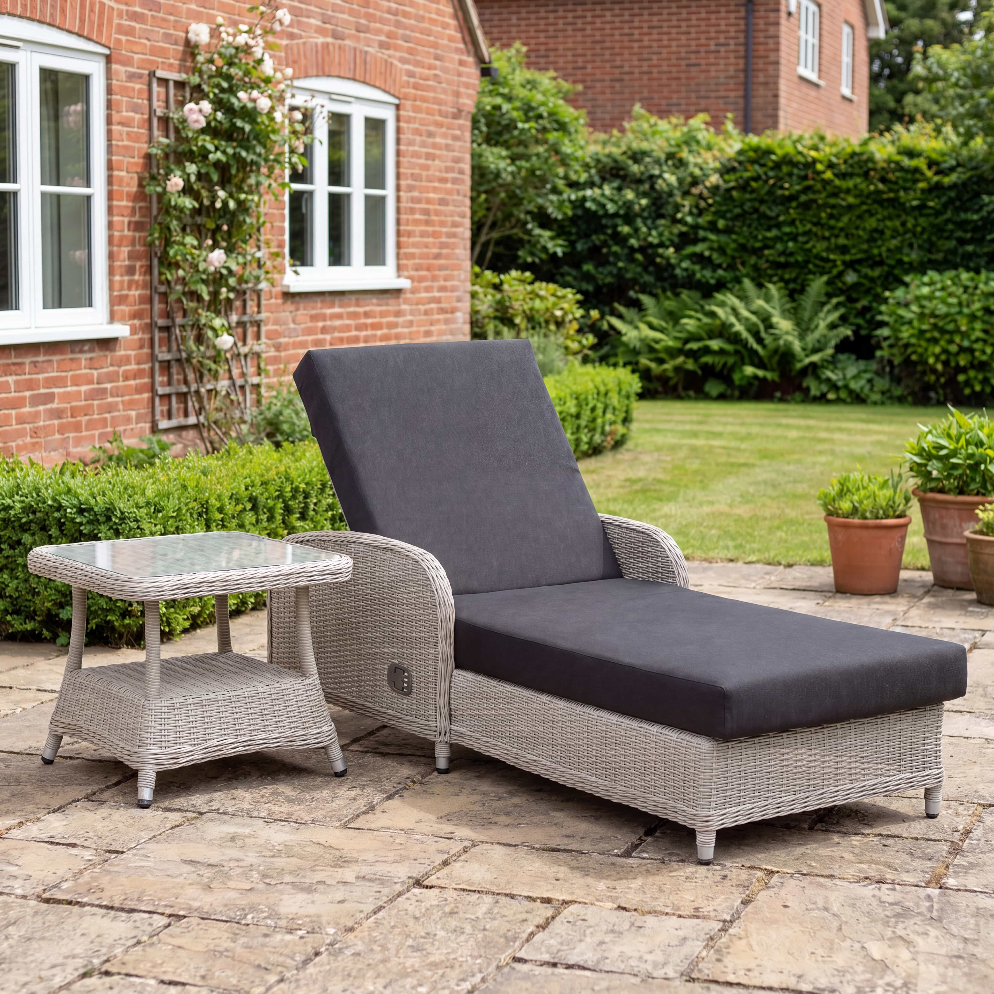 Nova - Avery Sun Lounging Set with Square Side Table - Grey