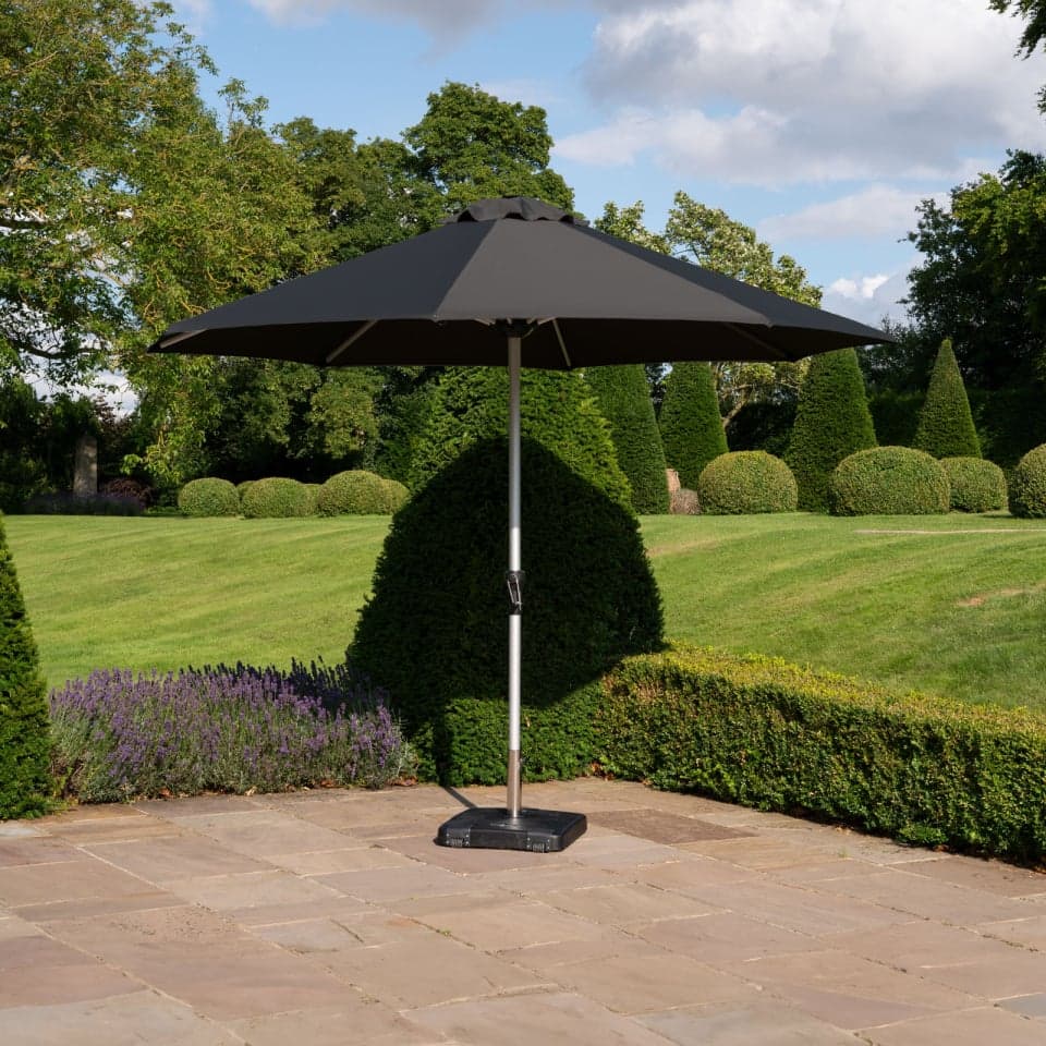 Nova - Solis 3.0m Round Crank Operated Deluxe Parasol - Dark Grey Canopy