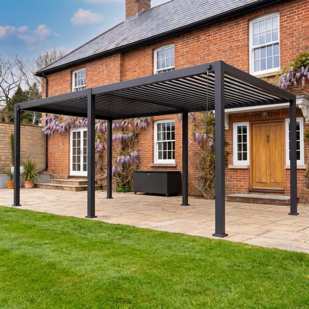 Nova - Titan Free Standing 6.0*4.0M Rectangular Manually Operated Pergola - Grey