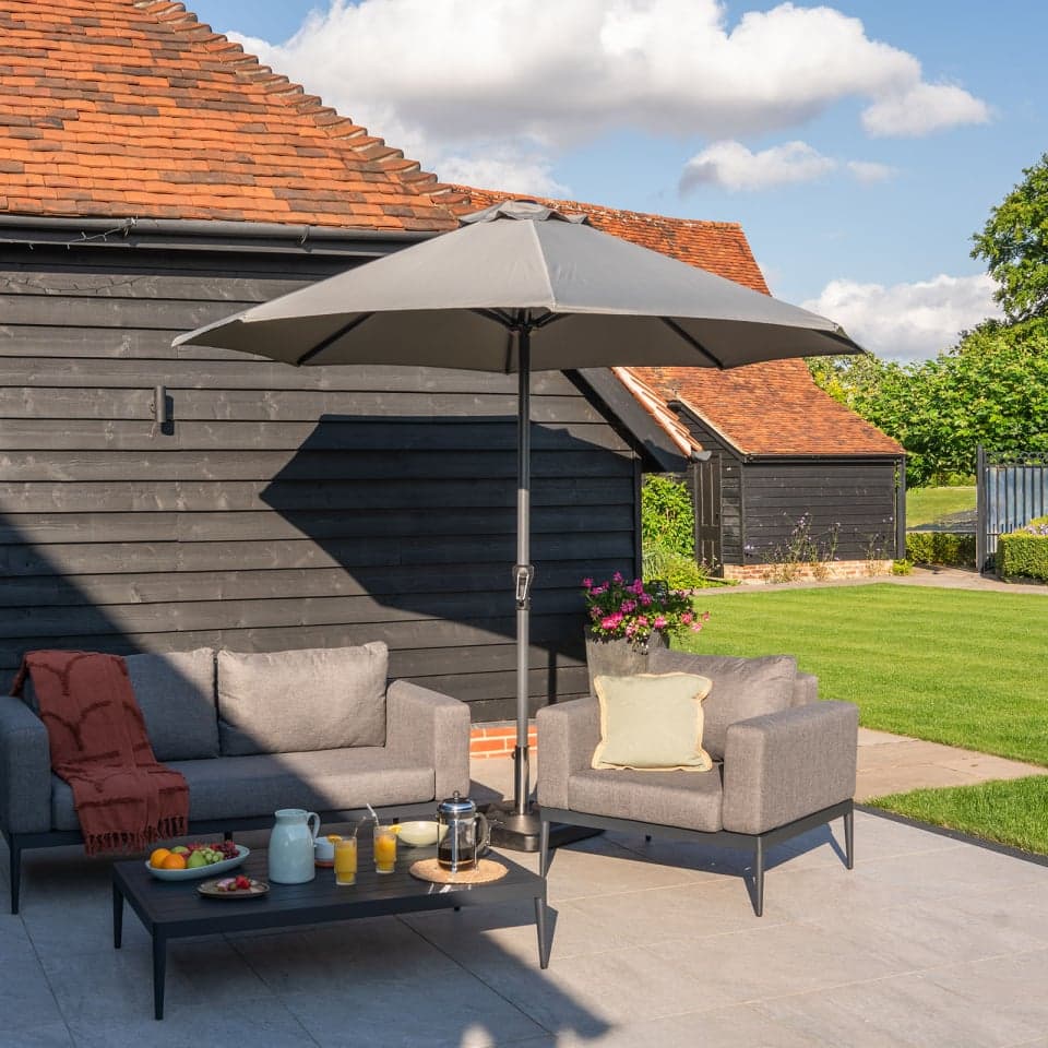 Nova - Solis 3.0m Round Crank Operated Deluxe Parasol - Light Grey Canopy