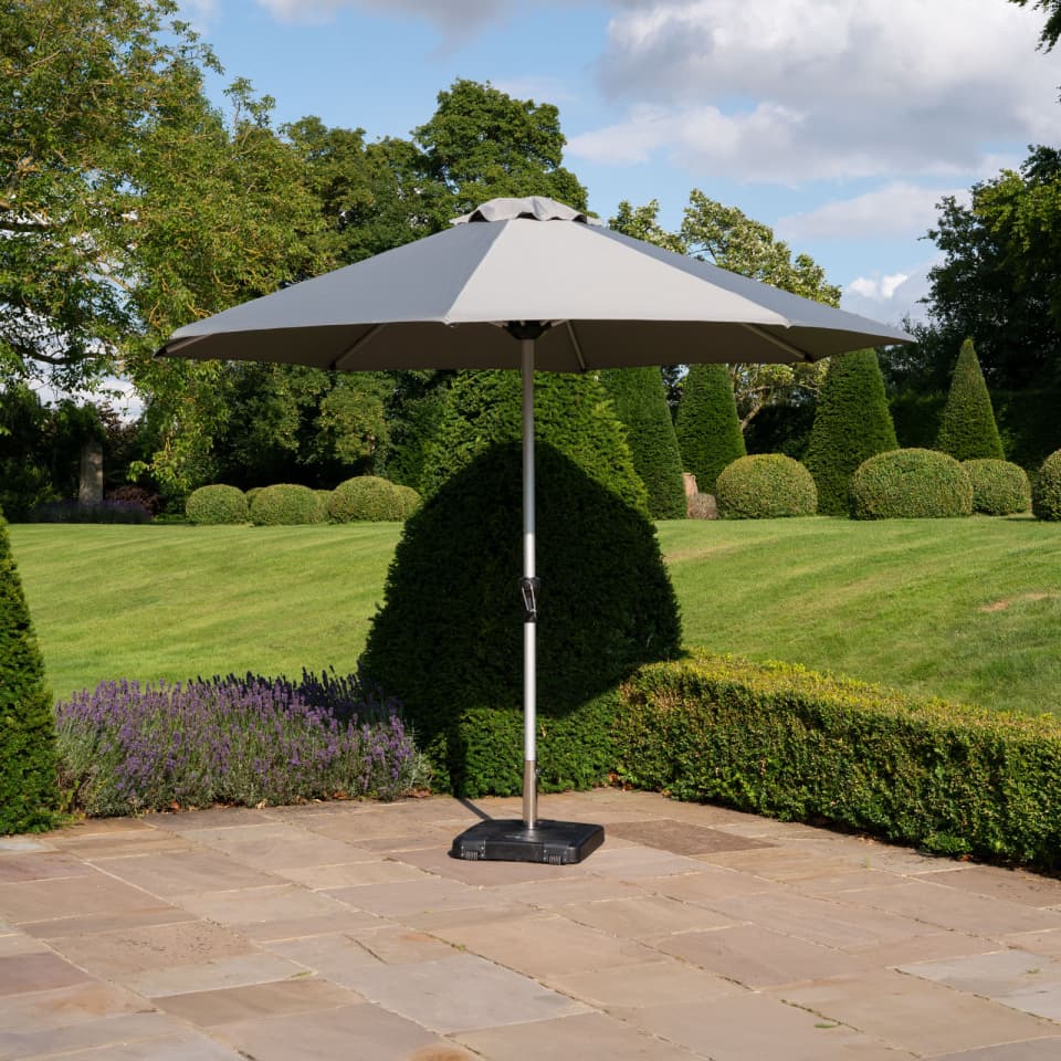 Nova - Solis 3.0m Round Crank Operated Deluxe Parasol - Light Grey Canopy