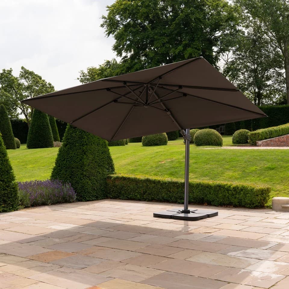 Nova - Zenith LED Cantilever Parasol - 3.6m x 2.7m Rectangular - Grey