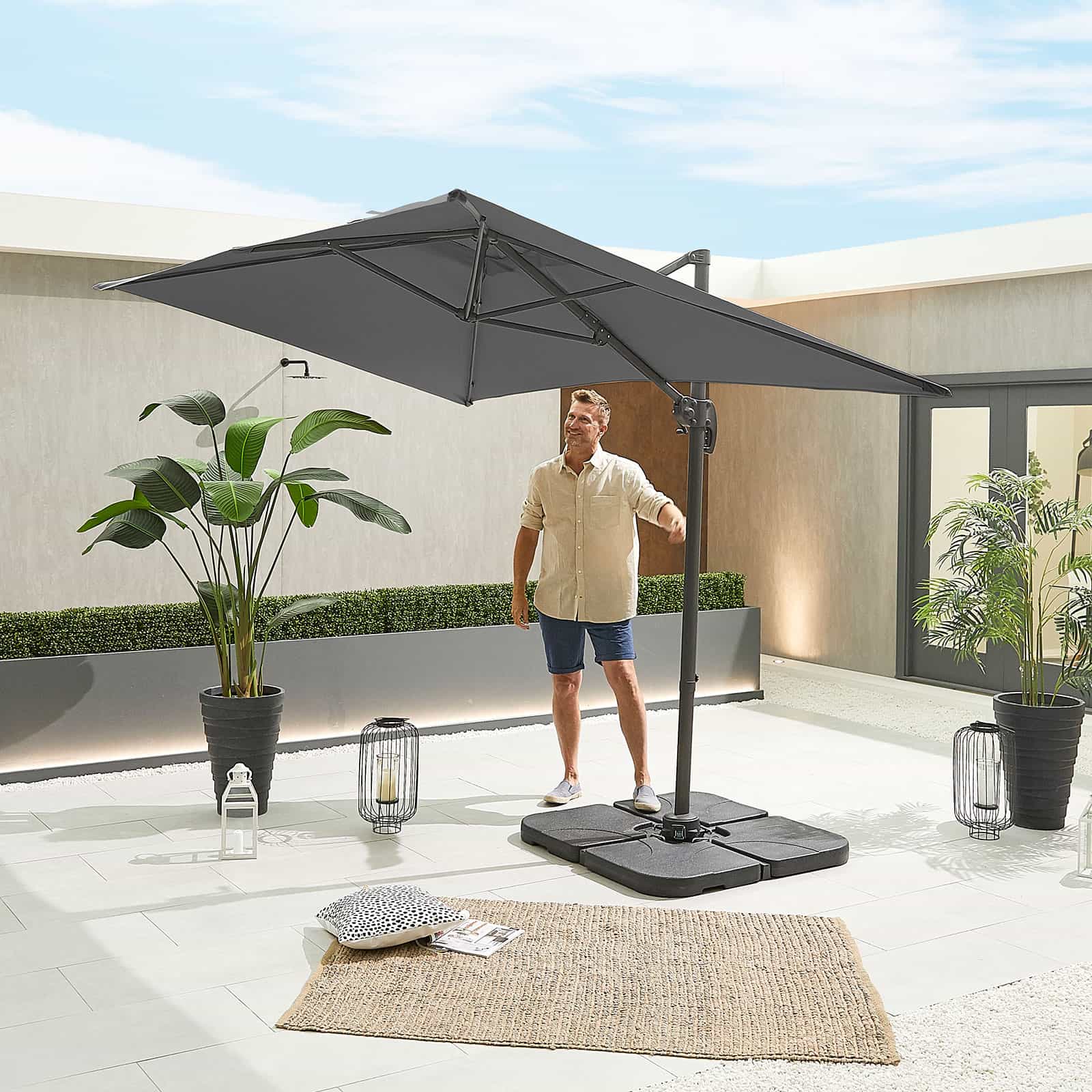 Nova - Solis Cantilever Parasol - 3m x 2m Rectangular - Grey