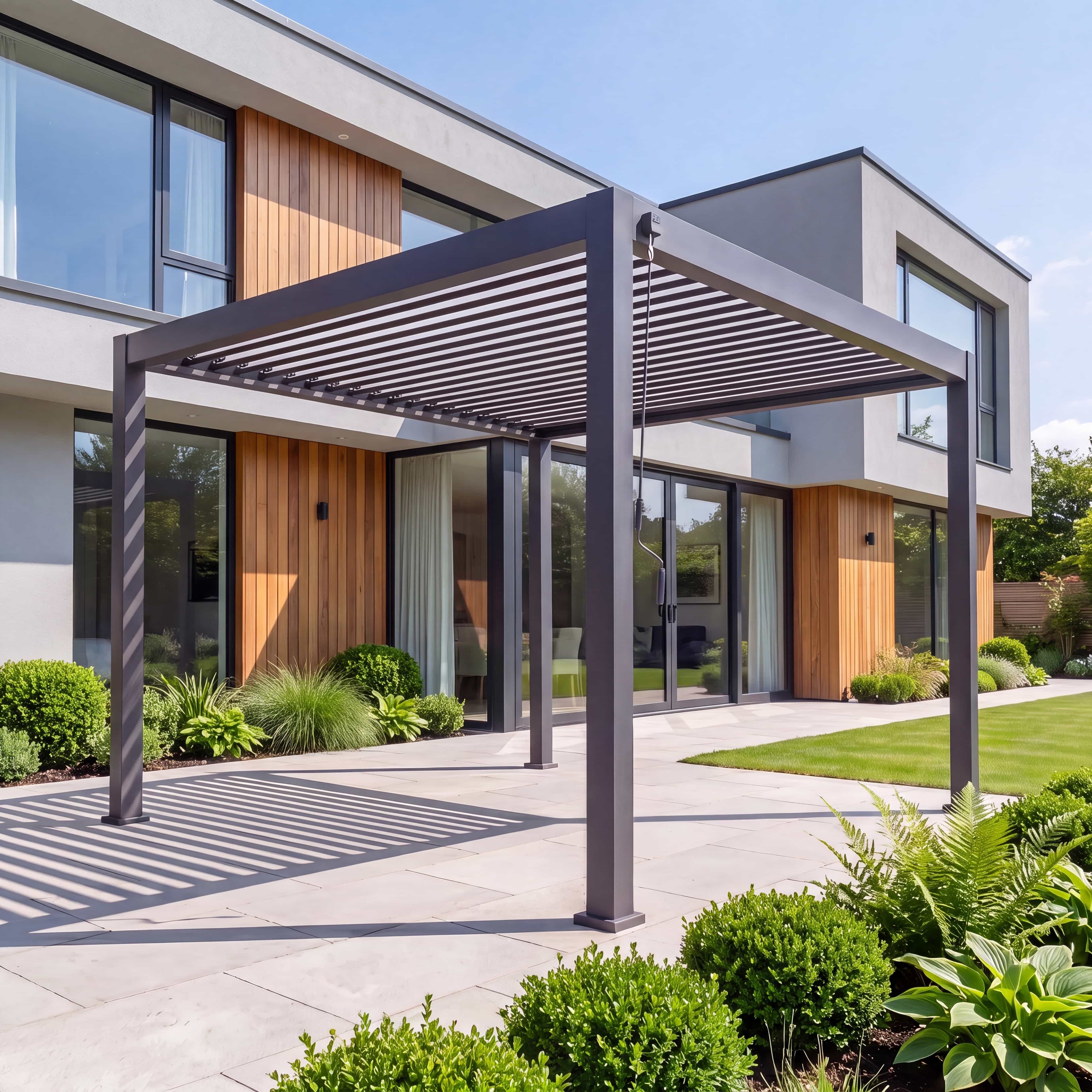 Nova - Titan Free Standing 4.0*4.0M Rectangular Manually Operated Pergola - Grey