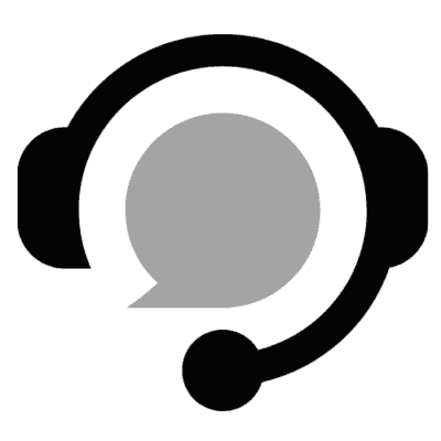 Headset icon black head phones with grey speach bubble inside